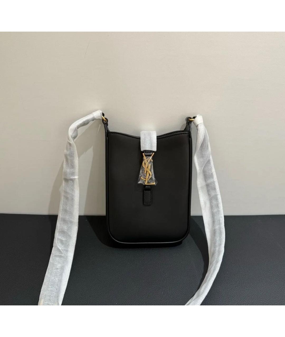SAINT LAURENT Черная кожаная сумка через плечо, фото 2