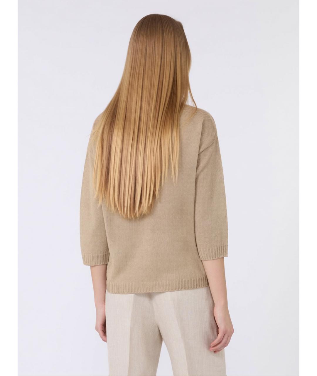 WEEKEND MAX MARA Бежевый льняной джемпер / свитер, фото 4
