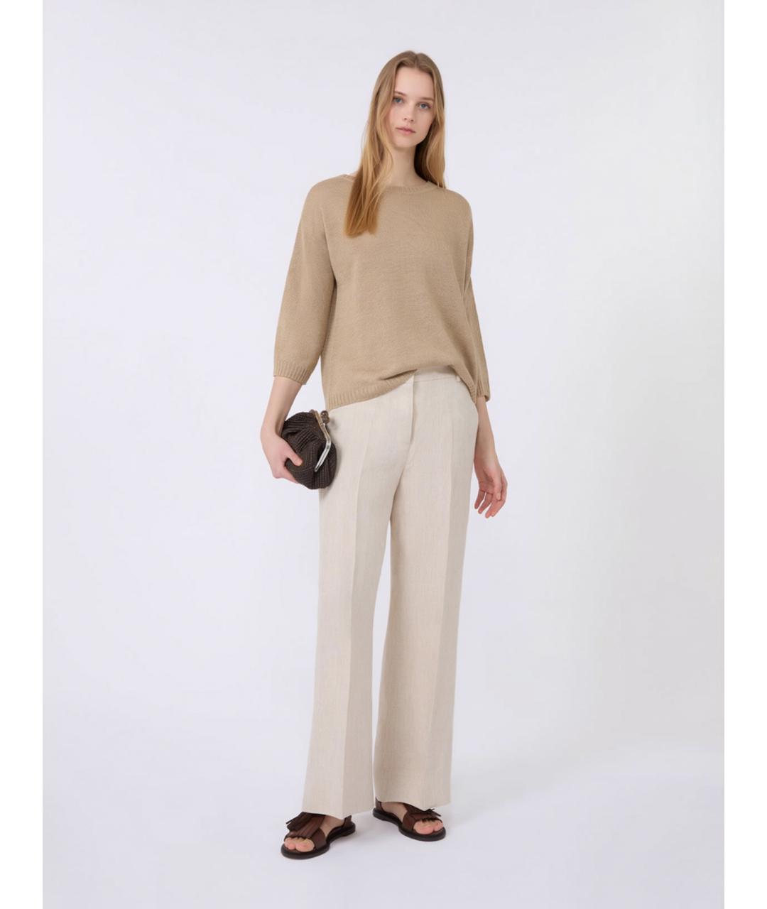 WEEKEND MAX MARA Бежевый льняной джемпер / свитер, фото 2