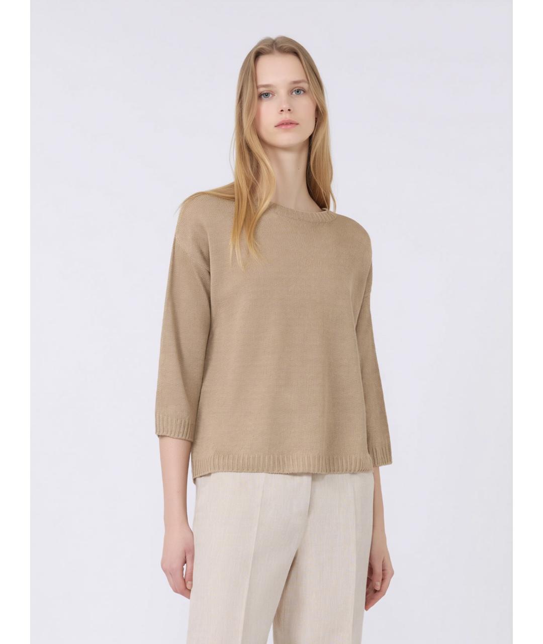 WEEKEND MAX MARA Бежевый льняной джемпер / свитер, фото 3