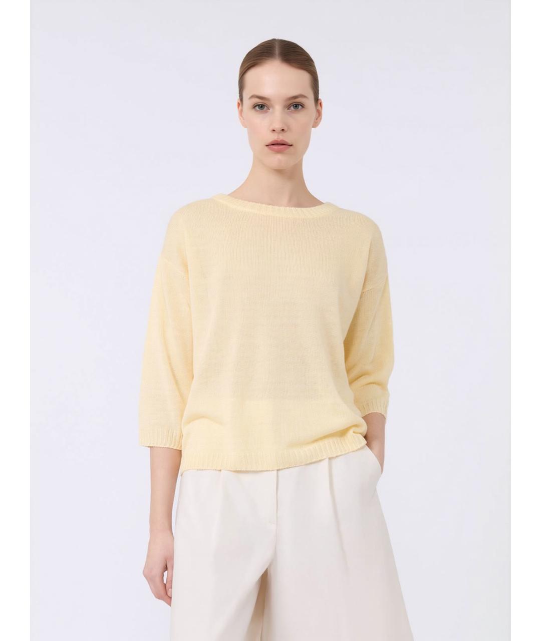WEEKEND MAX MARA Желтый льняной джемпер / свитер, фото 2