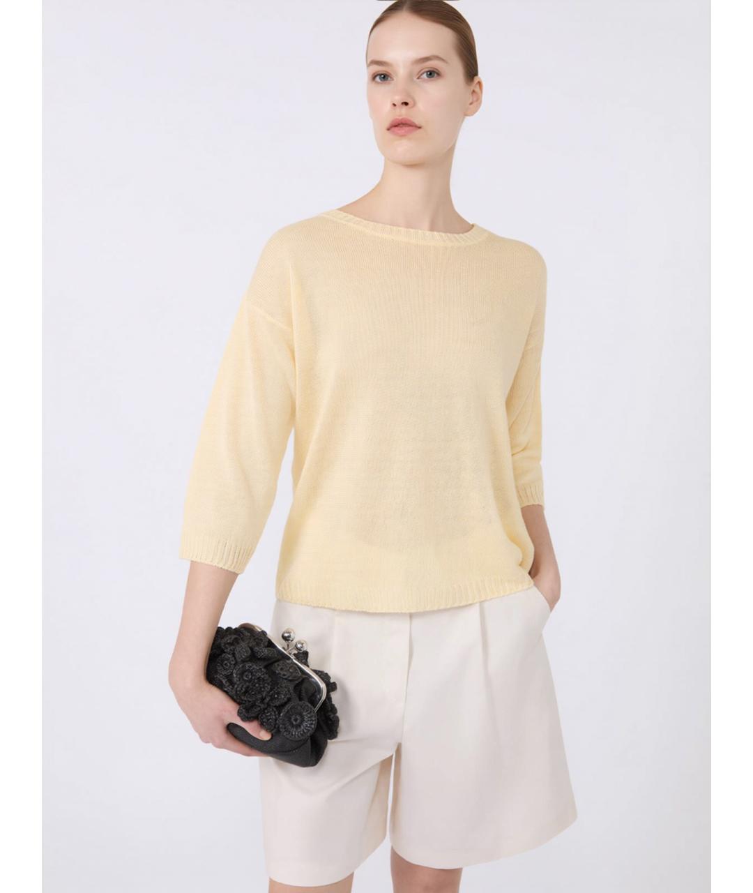 WEEKEND MAX MARA Желтый льняной джемпер / свитер, фото 4