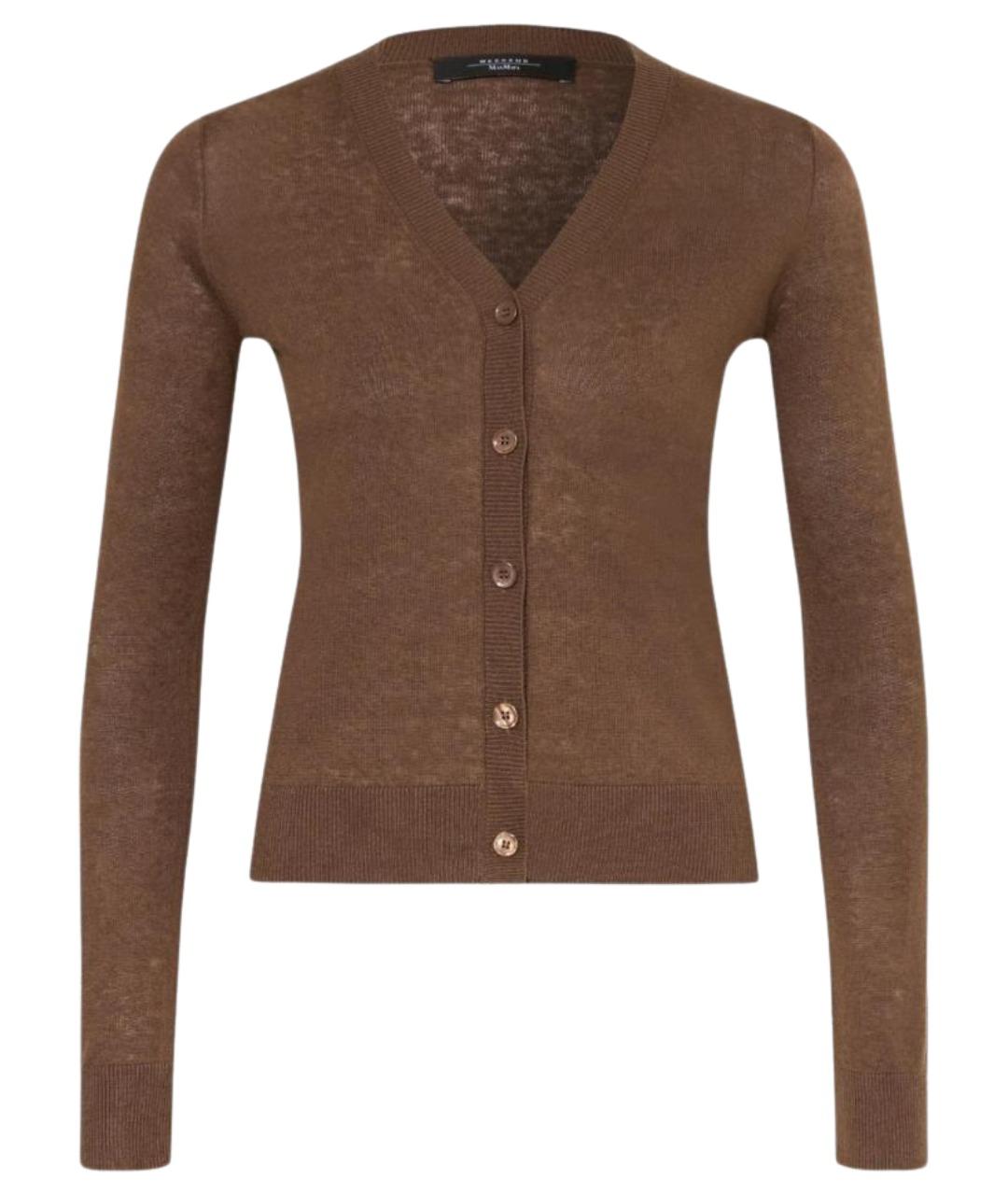 WEEKEND MAX MARA Коричневый шелковый кардиган, фото 1