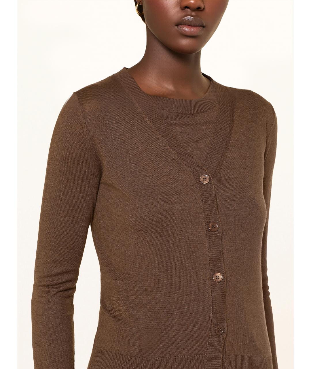 WEEKEND MAX MARA Коричневый шелковый кардиган, фото 4