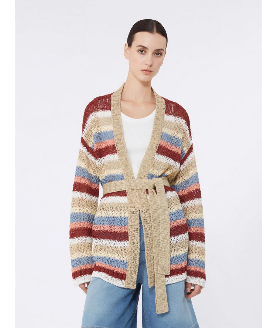 WEEKEND MAX MARA Мульти льняной кардиган, фото 3