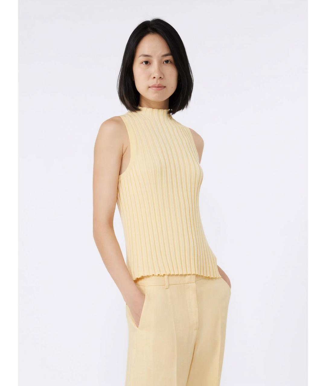 WEEKEND MAX MARA Желтая вискозная майка, фото 5