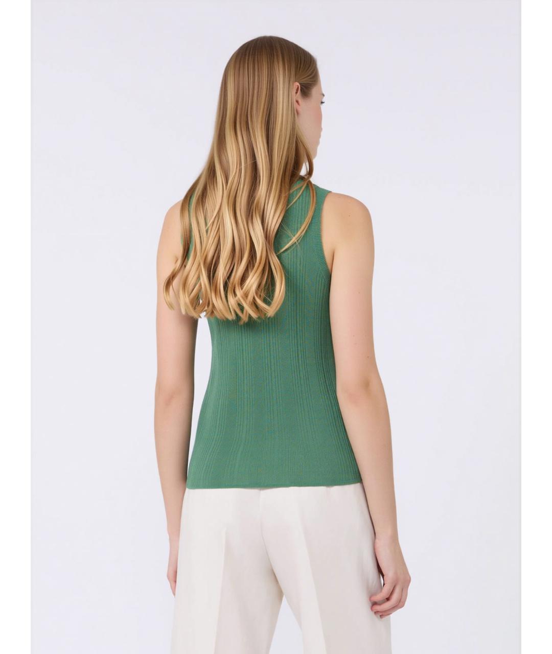 WEEKEND MAX MARA Зеленая вискозная майка, фото 4