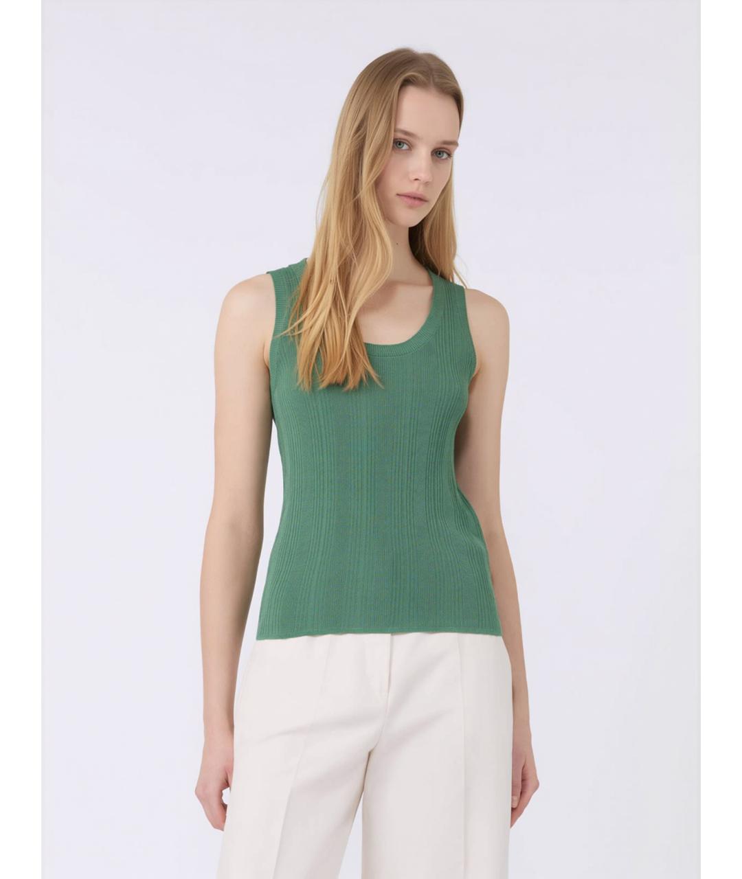 WEEKEND MAX MARA Зеленая вискозная майка, фото 3