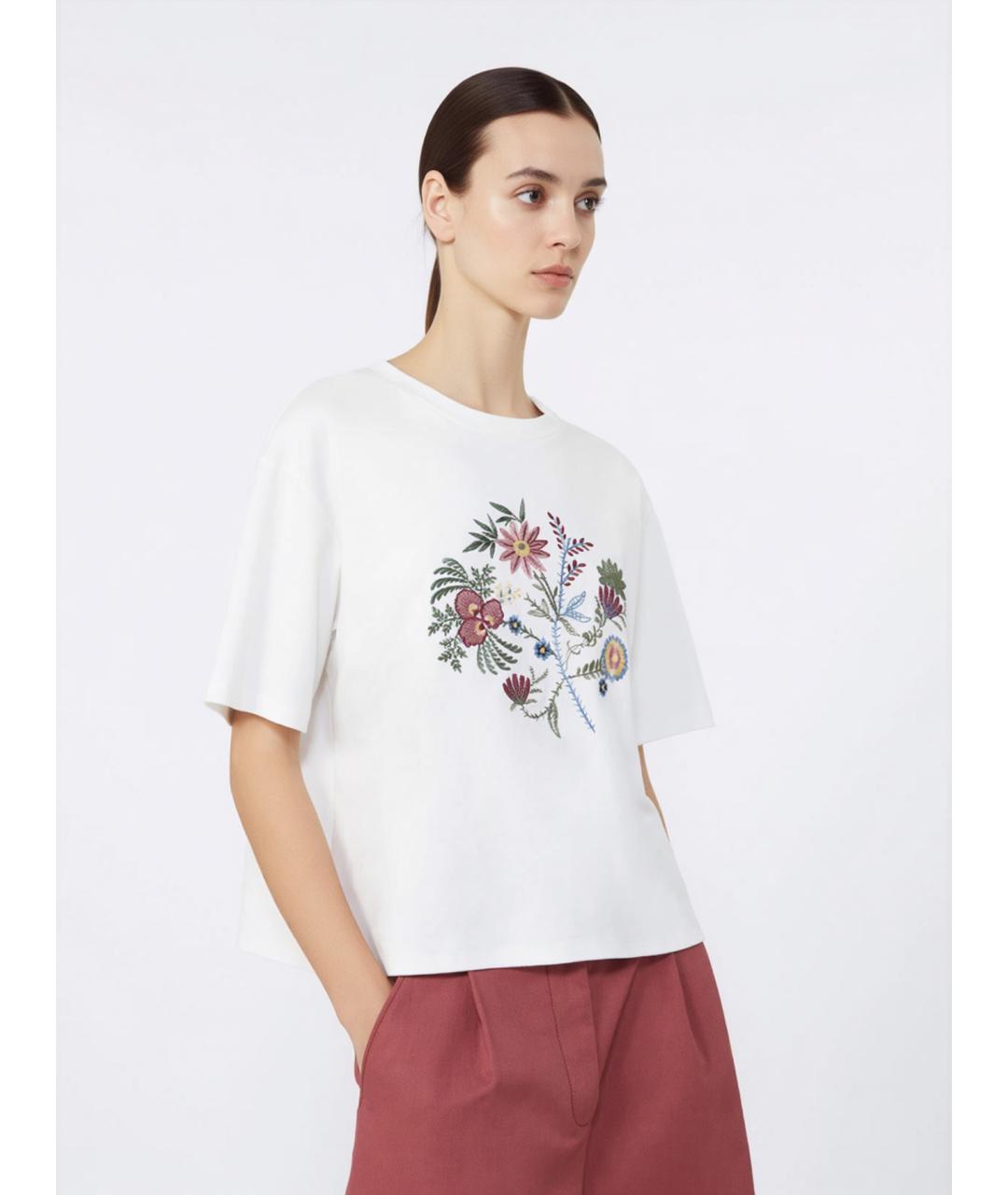 WEEKEND MAX MARA Белая хлопковая футболка, фото 5