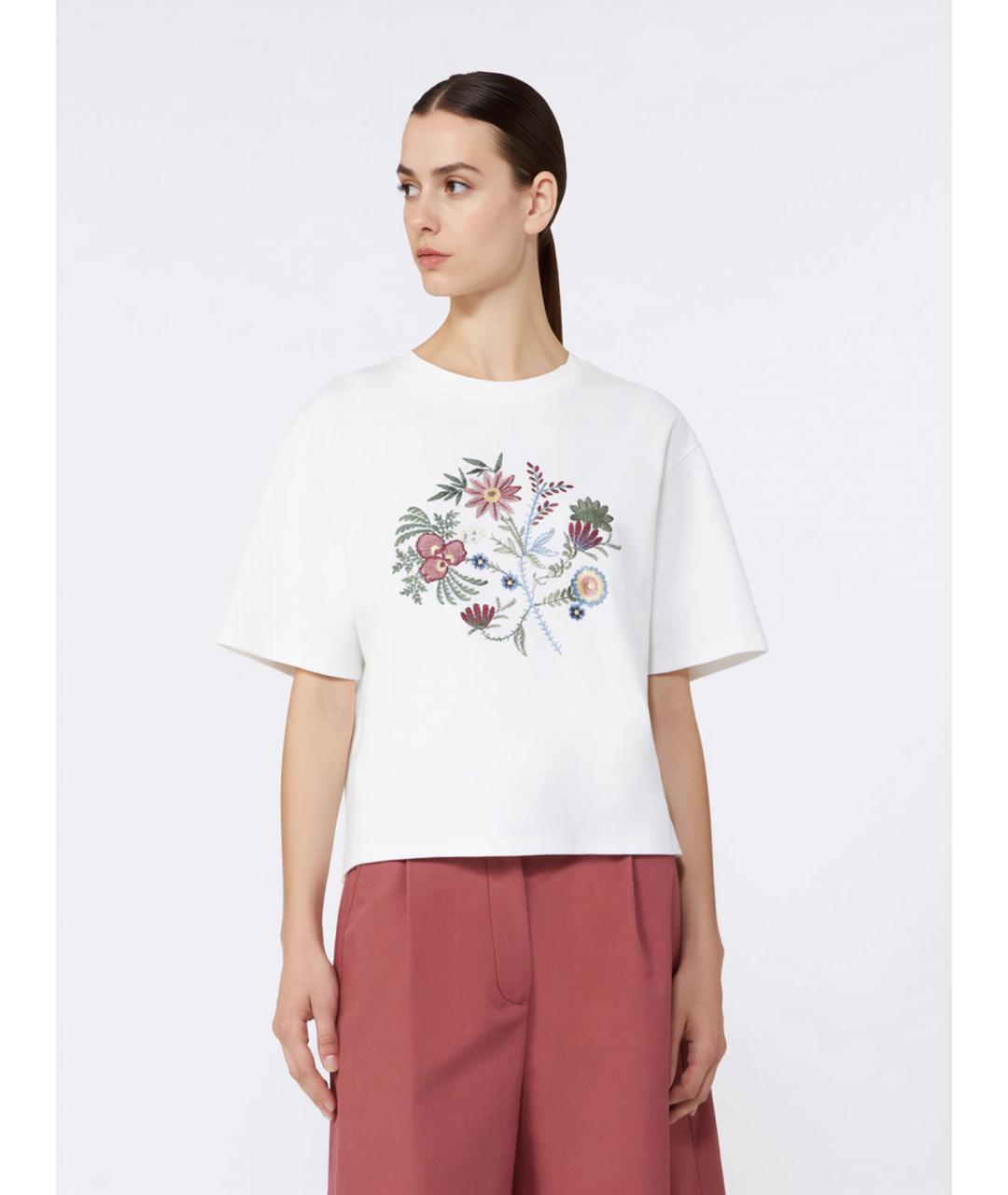 WEEKEND MAX MARA Белая хлопковая футболка, фото 3