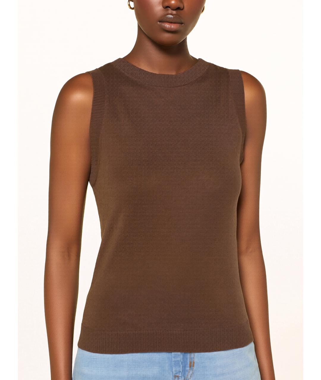 WEEKEND MAX MARA Коричневая шелковая майка, фото 4