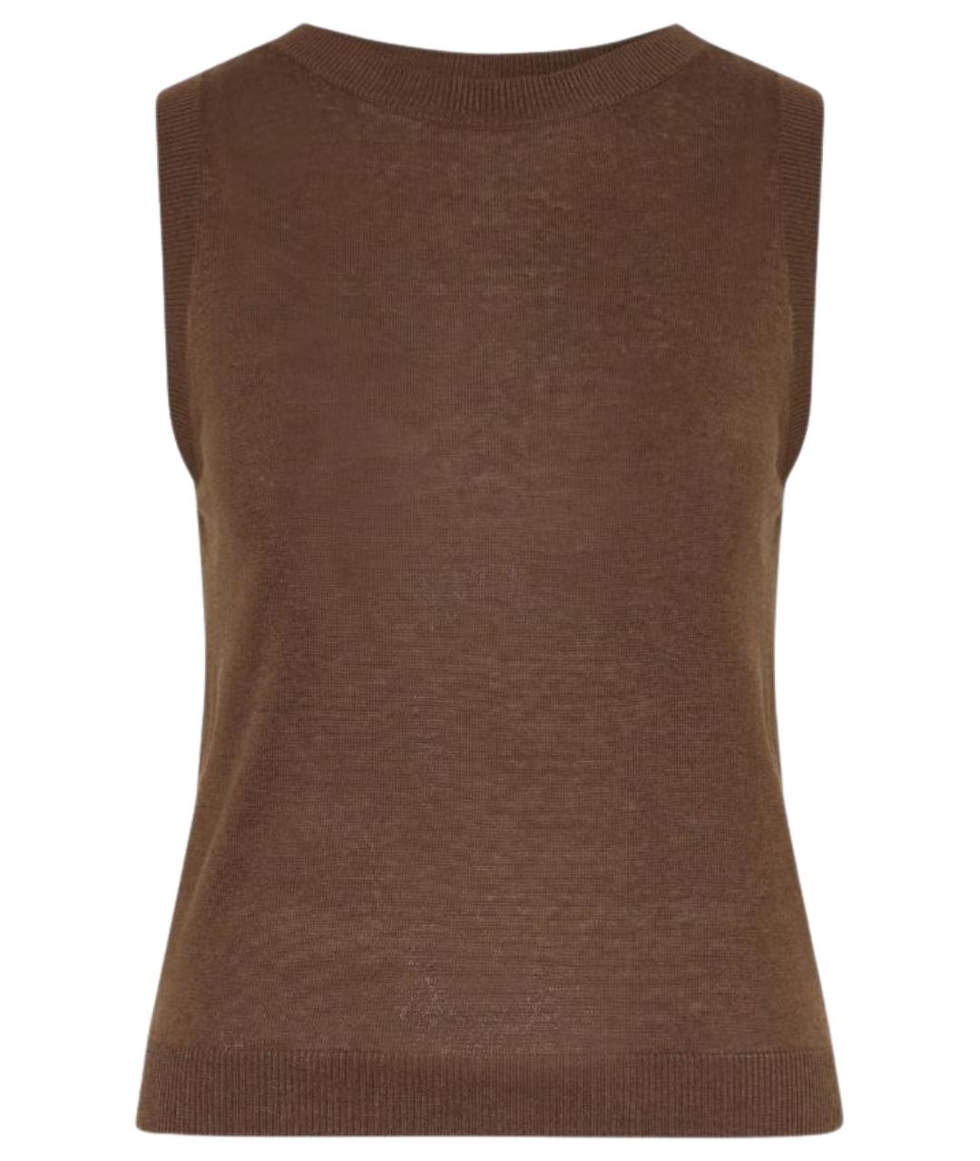 WEEKEND MAX MARA Коричневая шелковая майка, фото 1