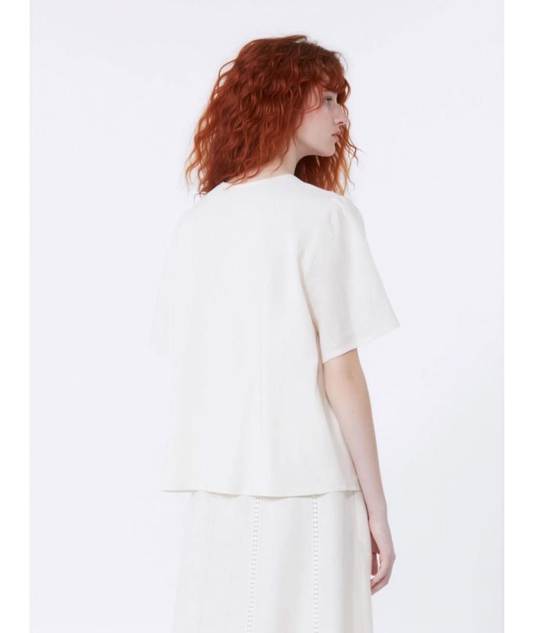 WEEKEND MAX MARA Белая льняная футболка, фото 4