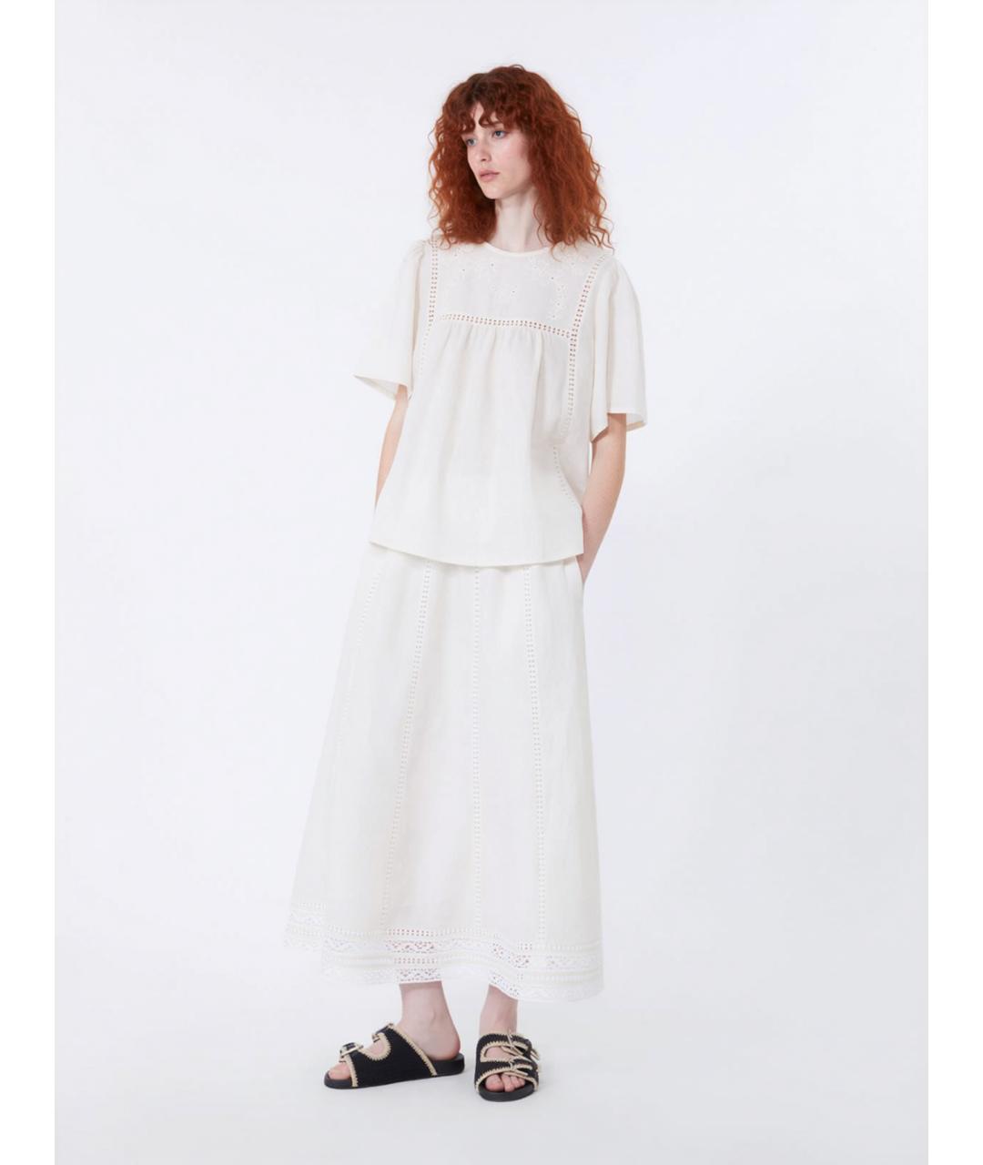 WEEKEND MAX MARA Белая льняная футболка, фото 2