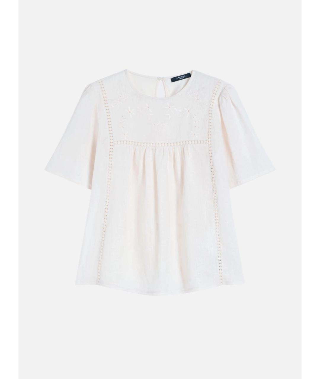 WEEKEND MAX MARA Белая льняная футболка, фото 6