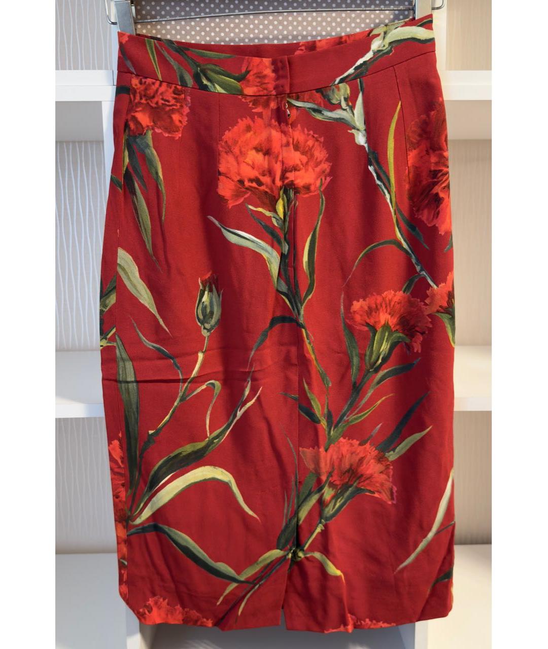 DOLCE&GABBANA Красная полиэстеровая юбка миди, фото 5