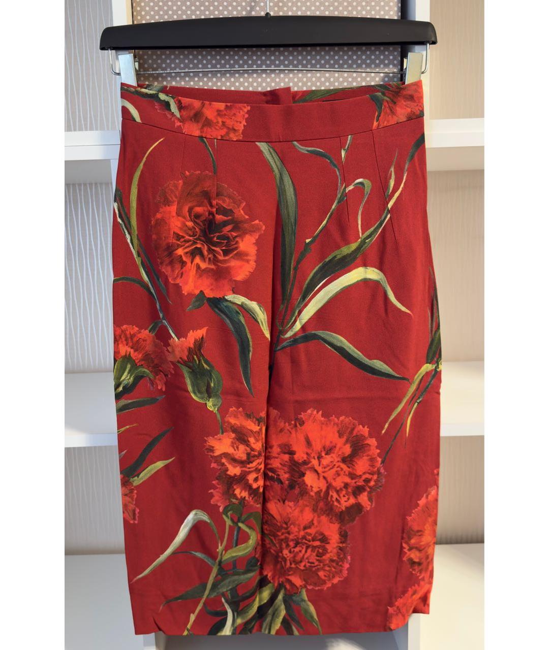 DOLCE&GABBANA Красная полиэстеровая юбка миди, фото 8