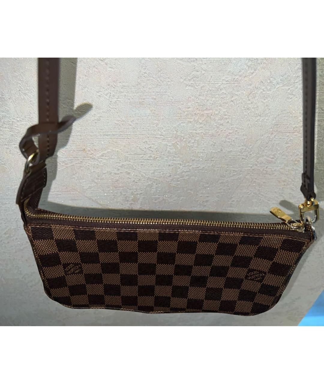 LOUIS VUITTON Коричневая кожаная сумка через плечо, фото 6