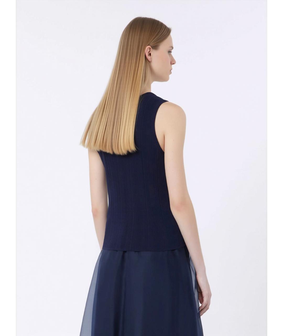 WEEKEND MAX MARA Темно-синяя вискозная майка, фото 3