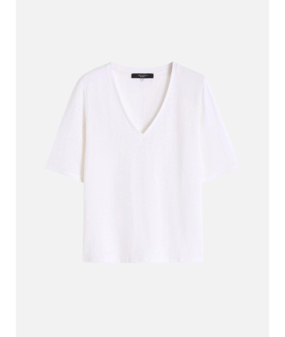 WEEKEND MAX MARA Белая льняная футболка, фото 6