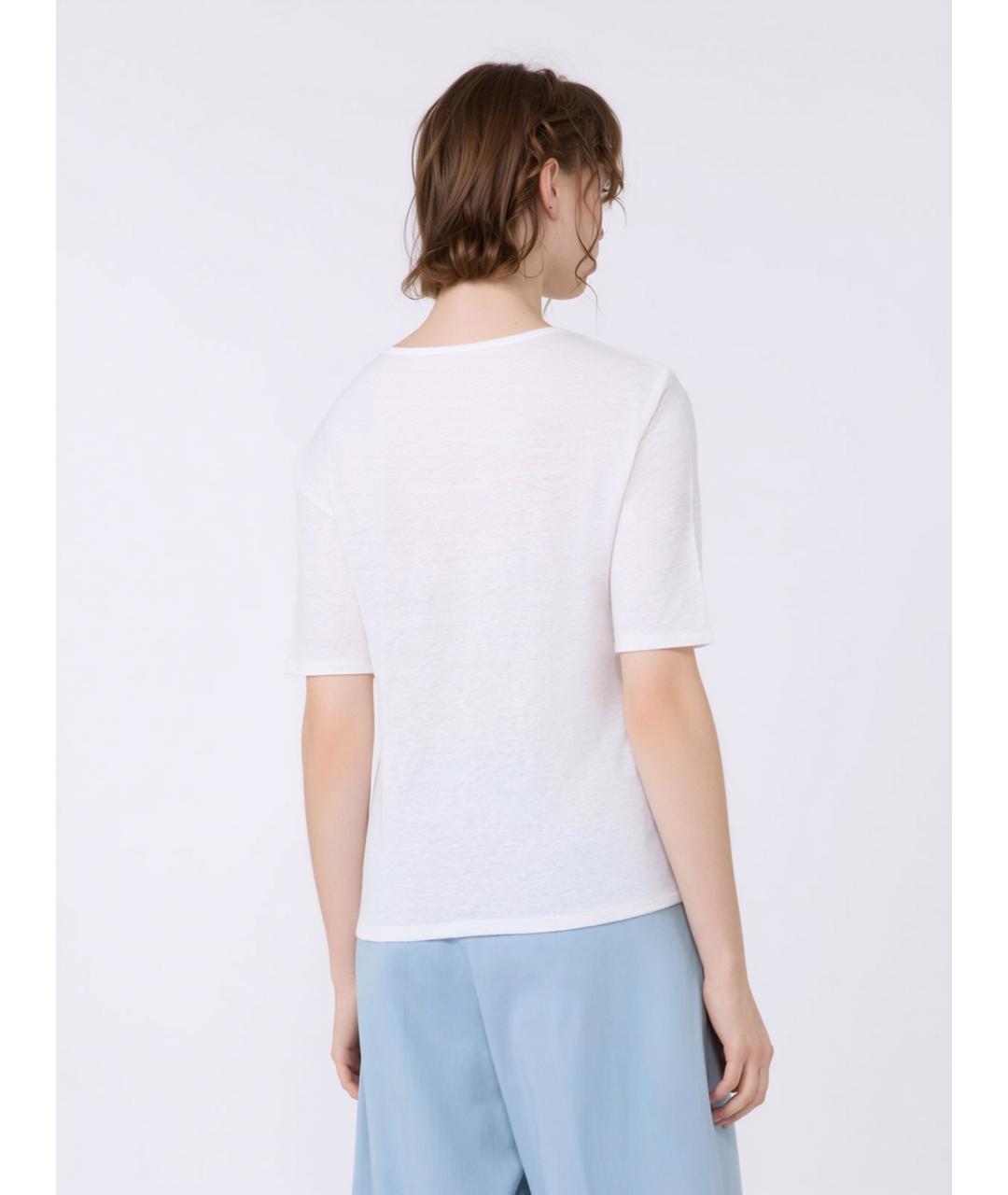 WEEKEND MAX MARA Белая льняная футболка, фото 3