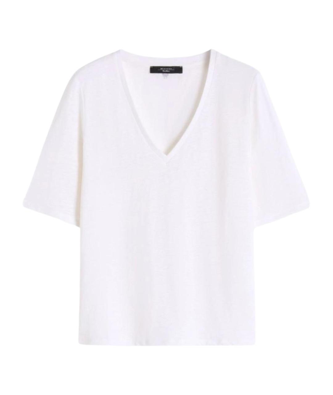 WEEKEND MAX MARA Белая льняная футболка, фото 1