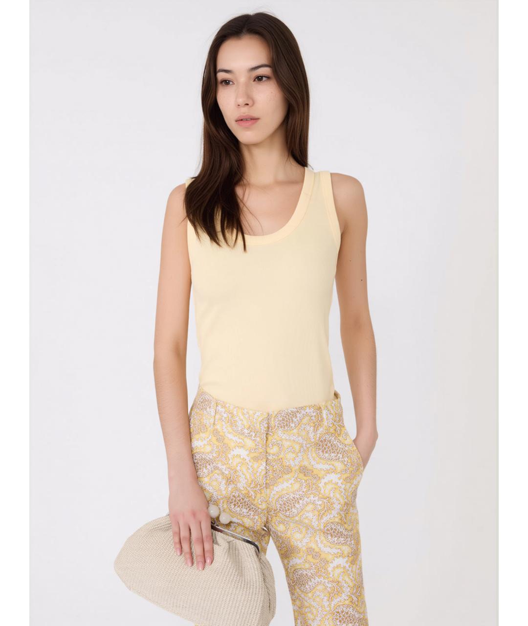 WEEKEND MAX MARA Желтая хлопковая майка, фото 5