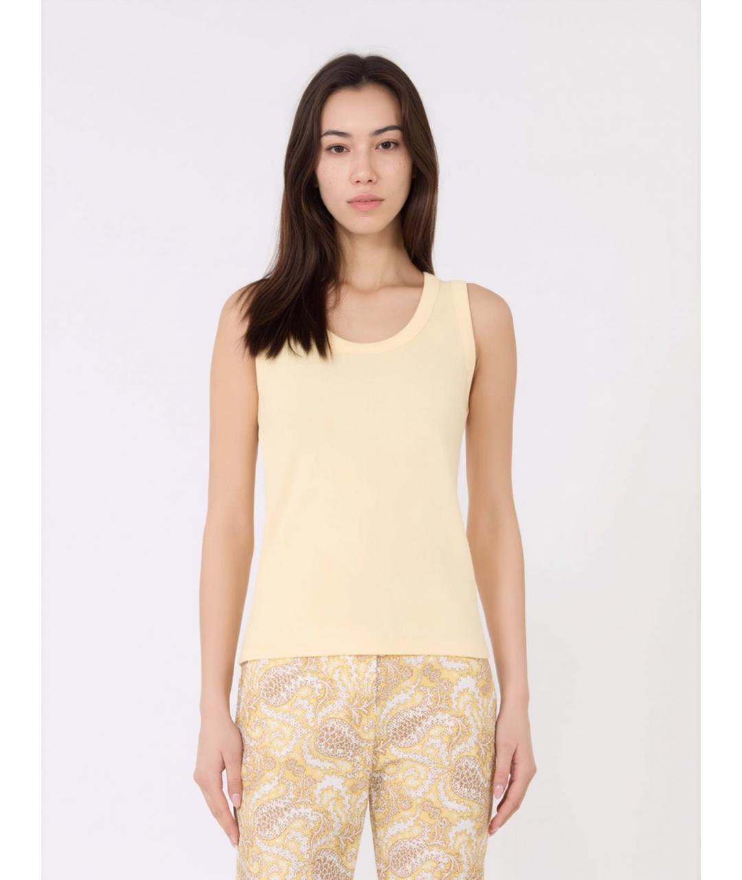 WEEKEND MAX MARA Желтая хлопковая майка, фото 3
