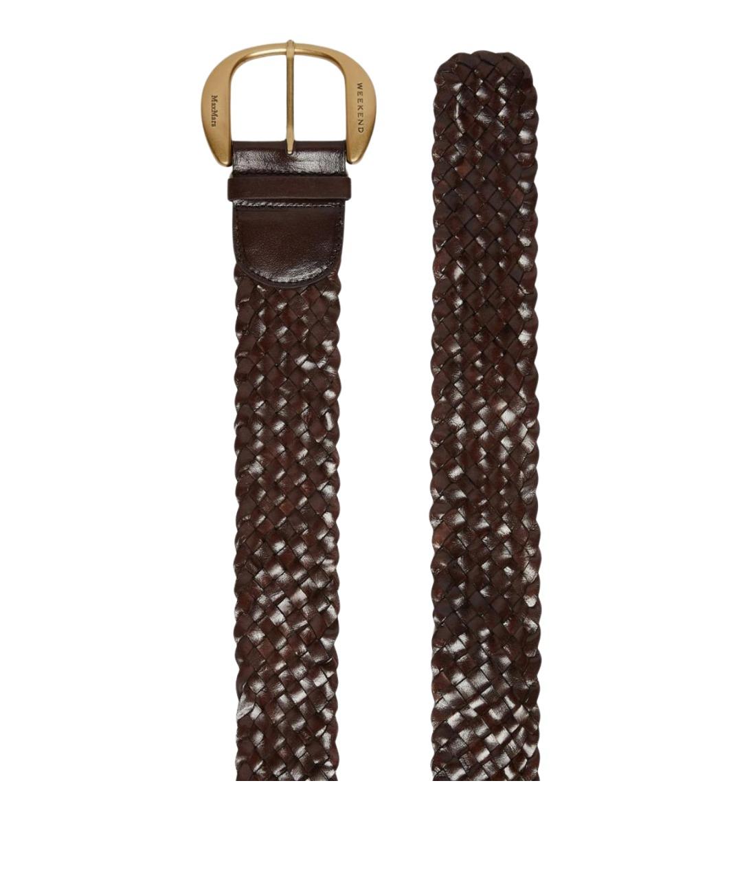 WEEKEND MAX MARA Коричневый кожаный ремень, фото 2