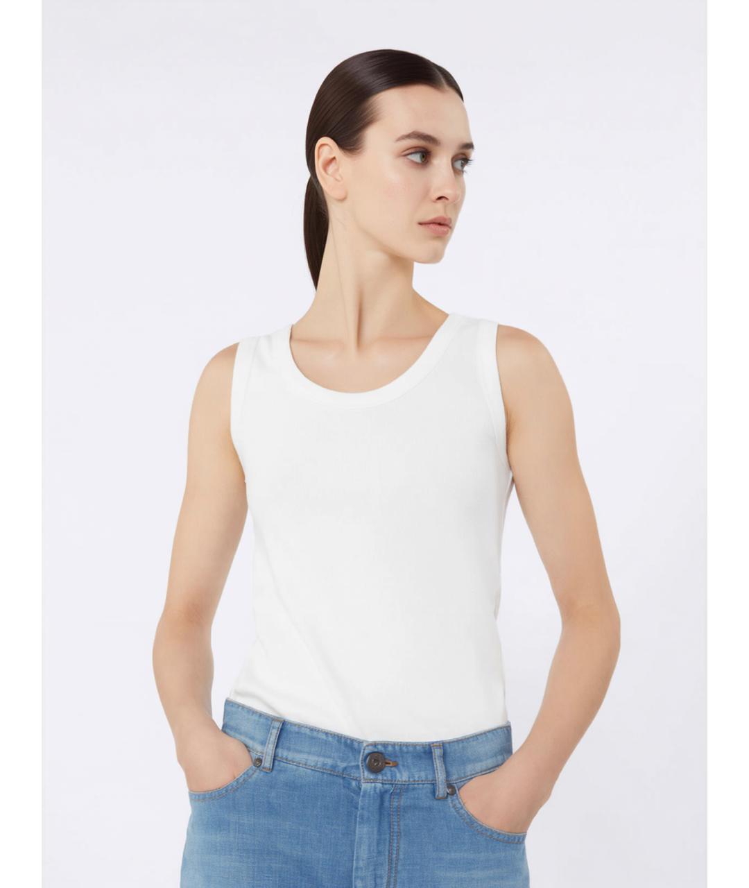 WEEKEND MAX MARA Белая хлопковая майка, фото 5