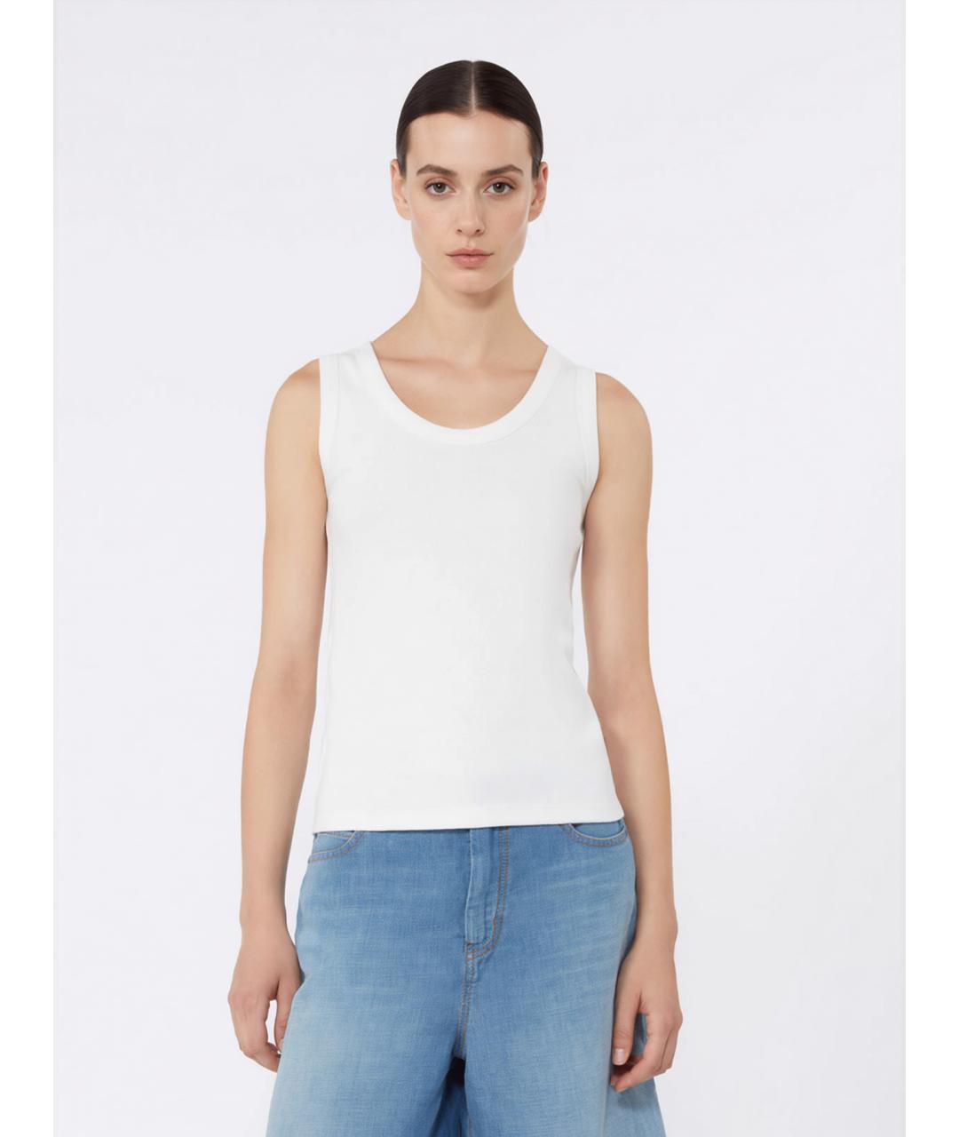WEEKEND MAX MARA Белая хлопковая майка, фото 3