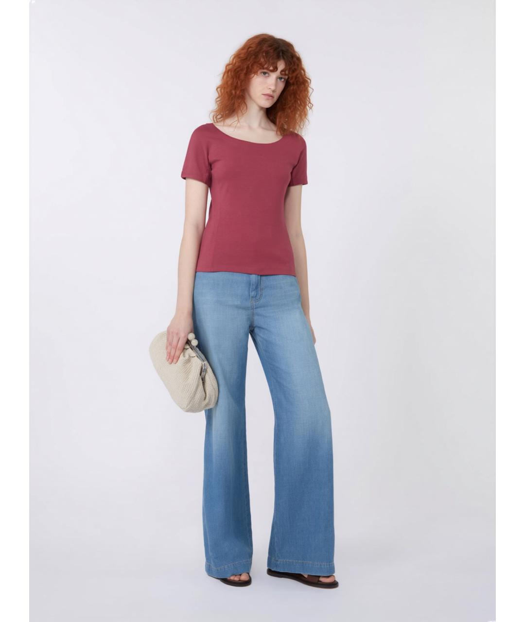 WEEKEND MAX MARA Бордовая хлопковая футболка, фото 2