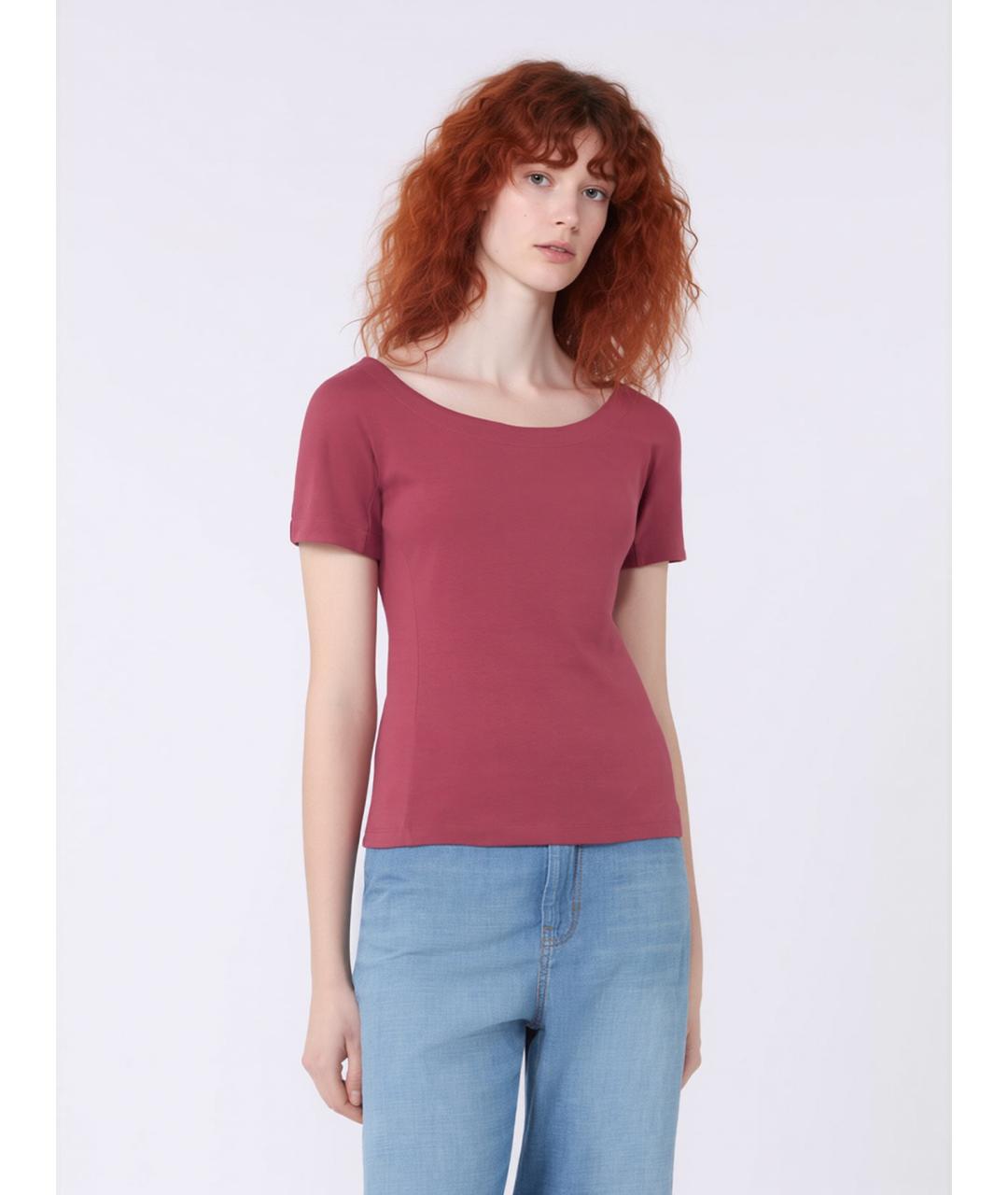 WEEKEND MAX MARA Бордовая хлопковая футболка, фото 3