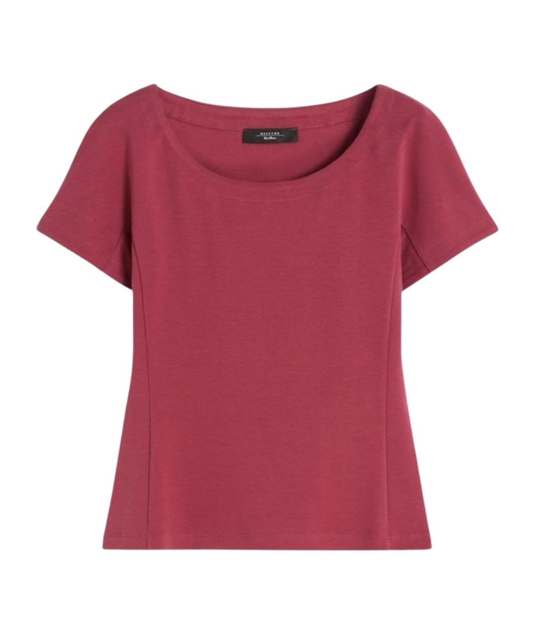 WEEKEND MAX MARA Бордовая хлопковая футболка, фото 1