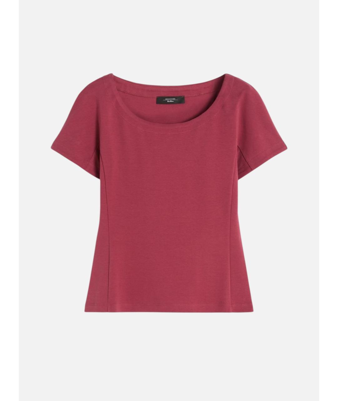 WEEKEND MAX MARA Бордовая хлопковая футболка, фото 6