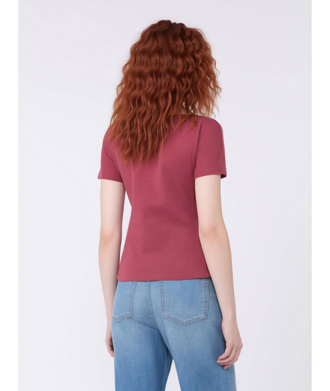 WEEKEND MAX MARA Бордовая хлопковая футболка, фото 4