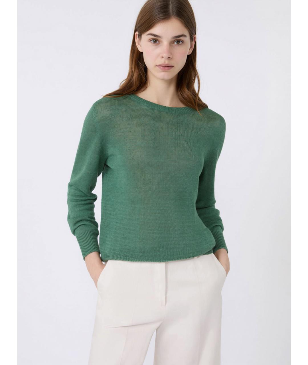 WEEKEND MAX MARA Зеленый льняной джемпер / свитер, фото 4