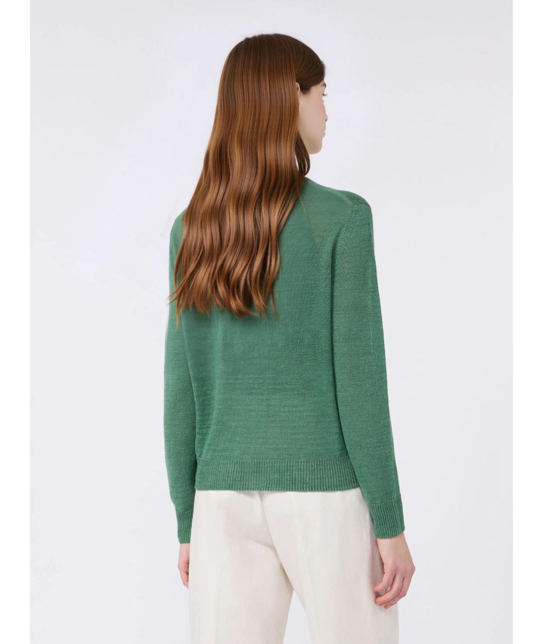 WEEKEND MAX MARA Зеленый льняной джемпер / свитер, фото 3