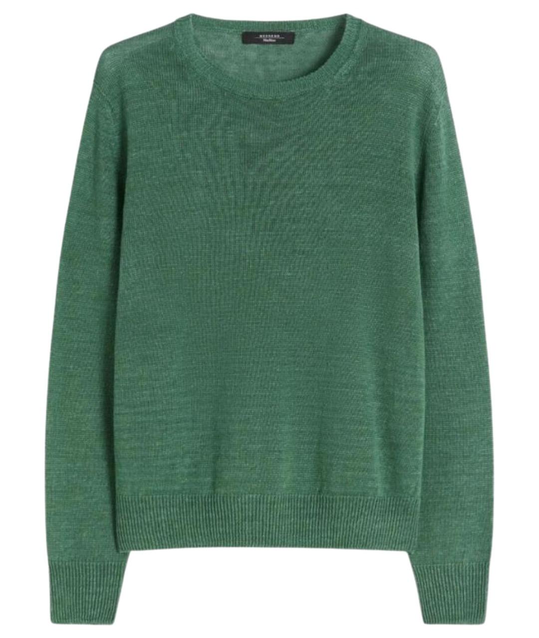 WEEKEND MAX MARA Зеленый льняной джемпер / свитер, фото 1