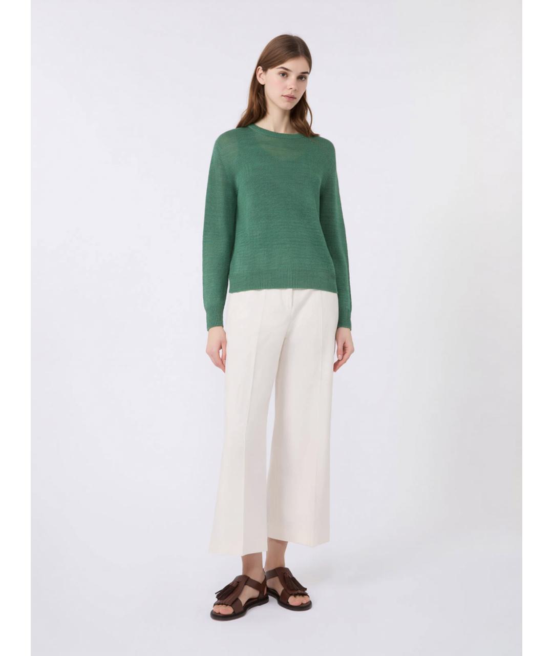WEEKEND MAX MARA Зеленый льняной джемпер / свитер, фото 2