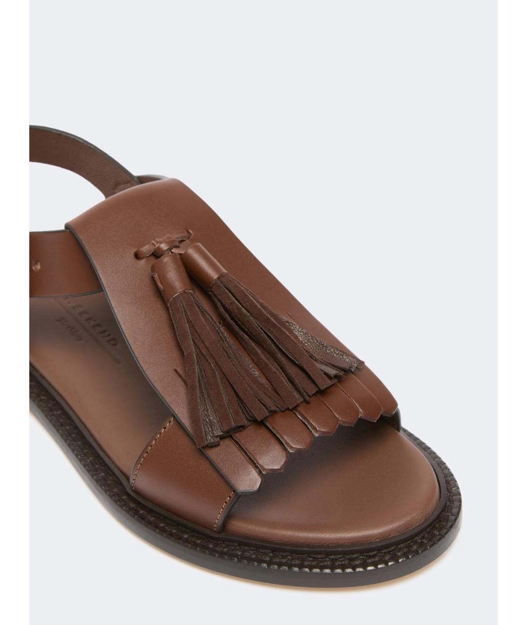 WEEKEND MAX MARA Коричневые кожаные босоножки, фото 4