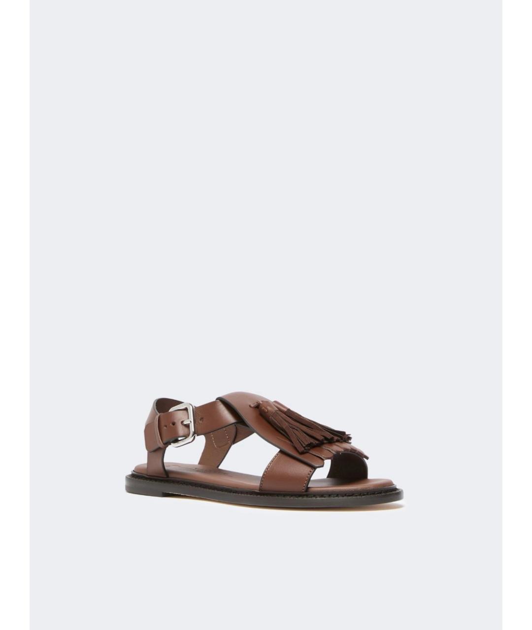 WEEKEND MAX MARA Коричневые кожаные босоножки, фото 2