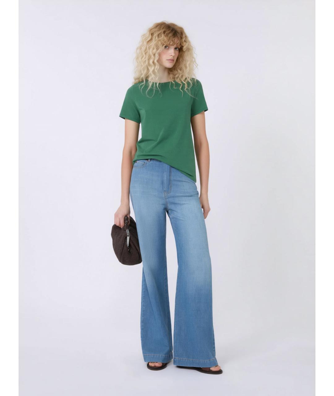 WEEKEND MAX MARA Зеленая хлопковая футболка, фото 2