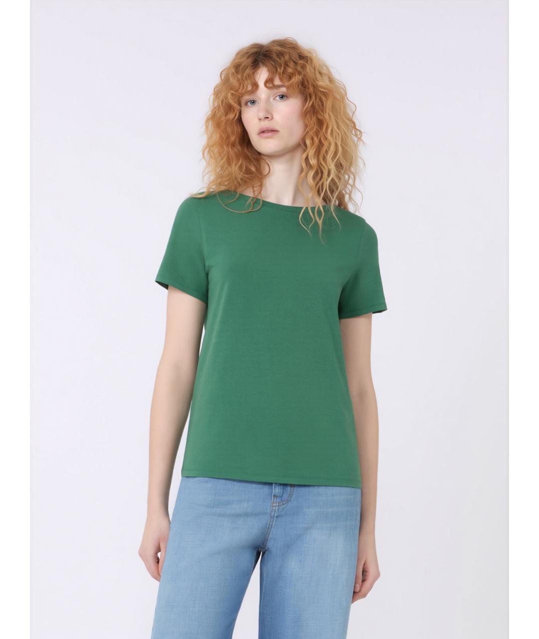 WEEKEND MAX MARA Зеленая хлопковая футболка, фото 3