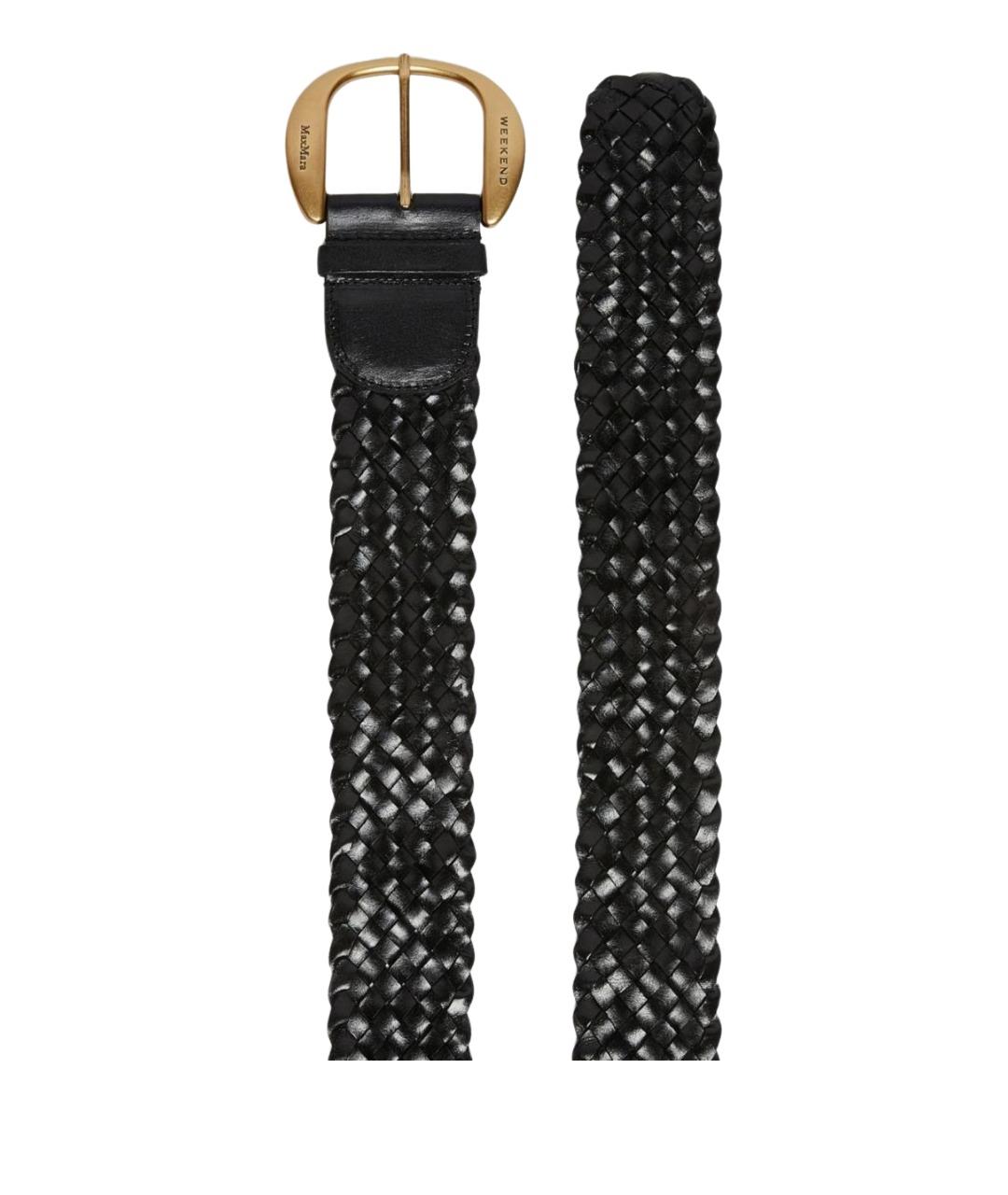 WEEKEND MAX MARA Черный кожаный ремень, фото 2