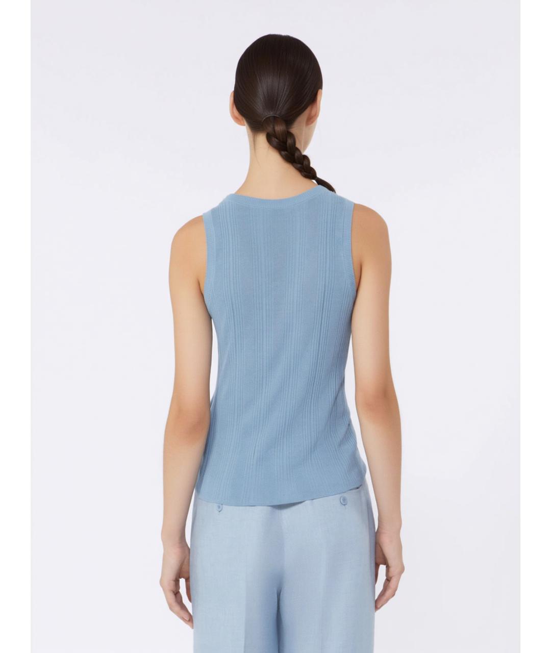 WEEKEND MAX MARA Голубая вискозная майка, фото 4