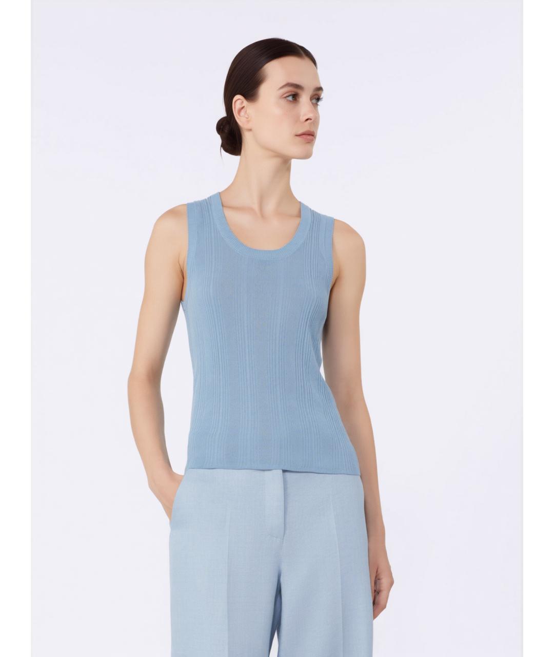WEEKEND MAX MARA Голубая вискозная майка, фото 5