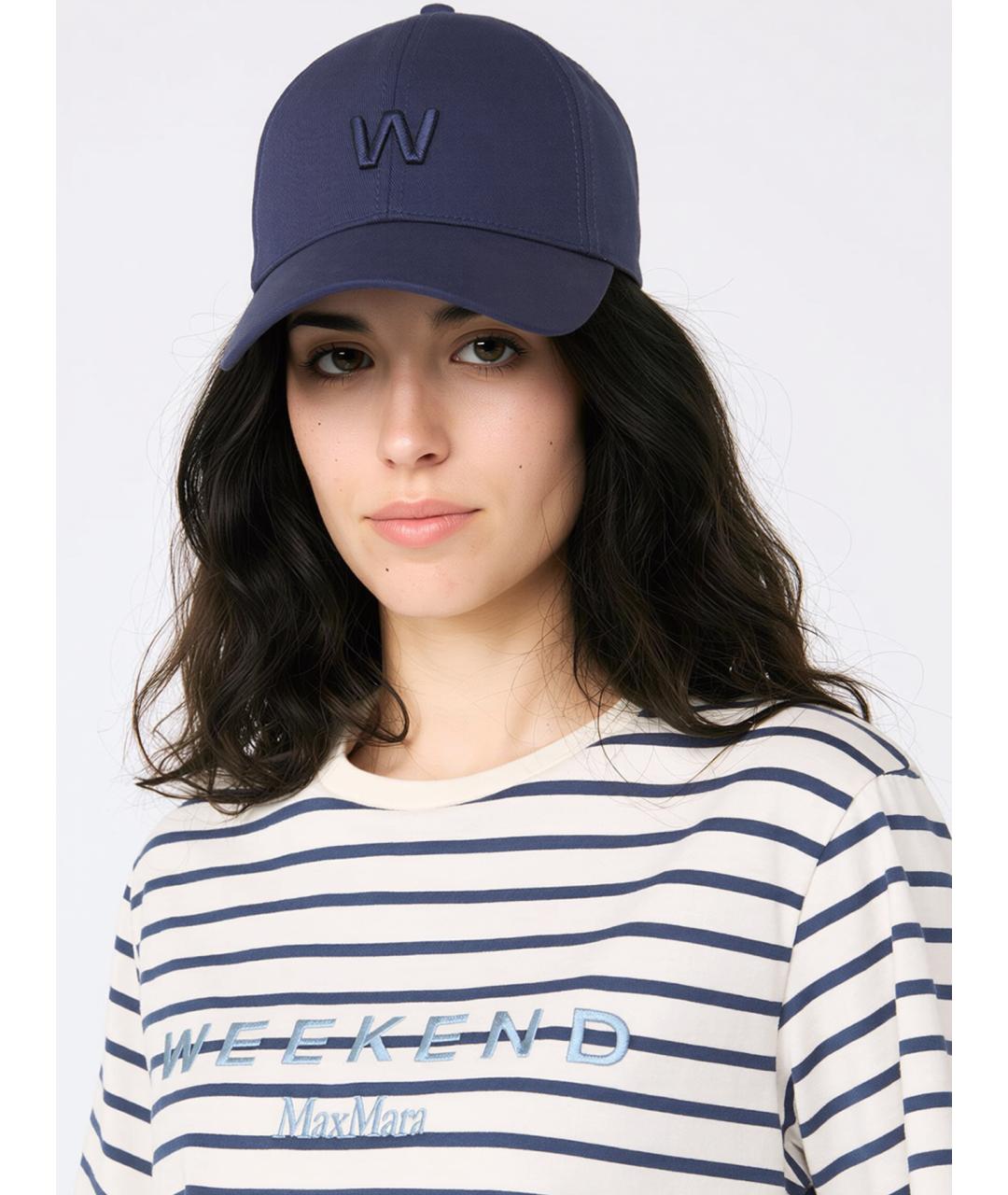 WEEKEND MAX MARA Синяя хлопковая кепка, фото 2