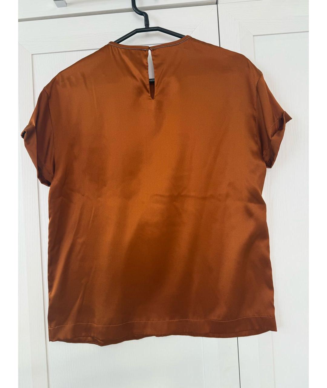 BRUNELLO CUCINELLI Оранжевая шелковая блузы, фото 3