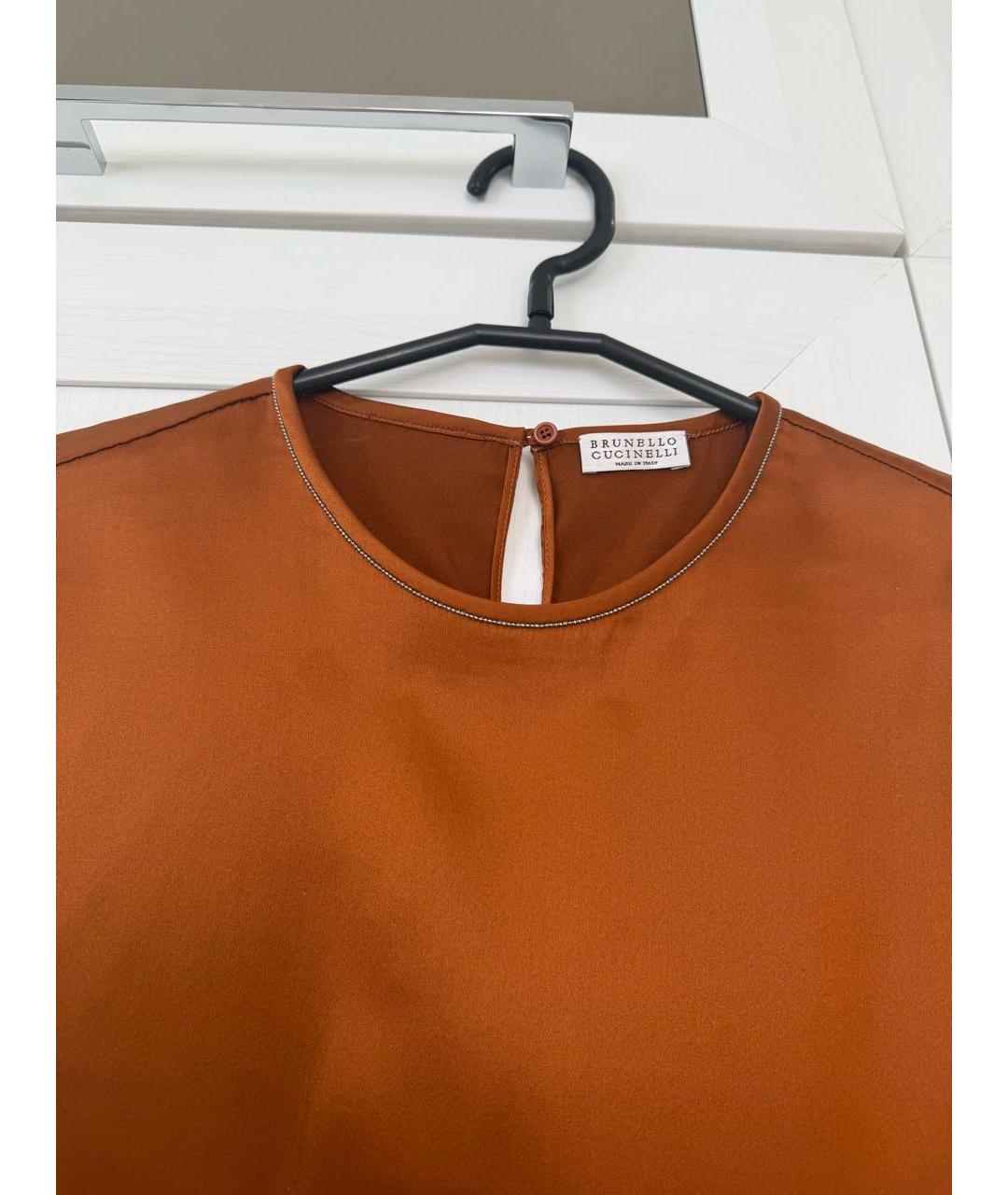 BRUNELLO CUCINELLI Оранжевая шелковая блузы, фото 2